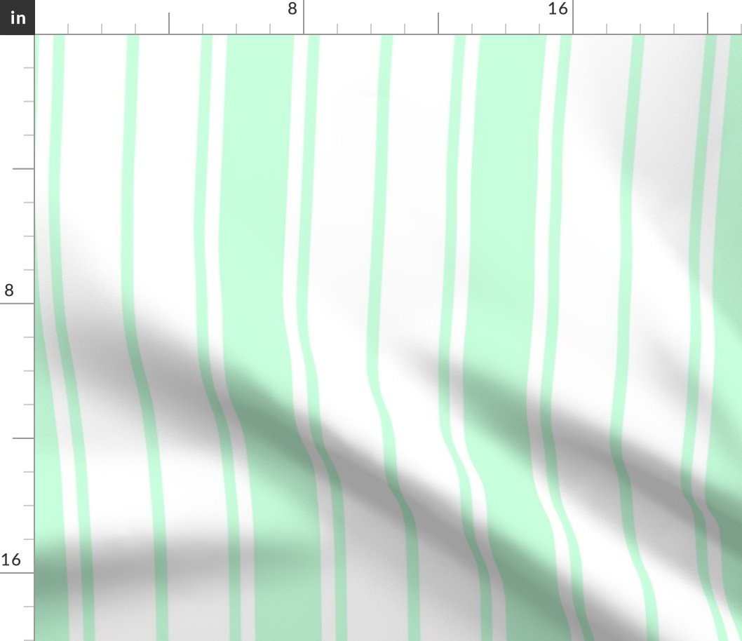 Mint Foam and White Vertical French Stripe Fabric Mint Foam and White Vertical French Stripe Fabric