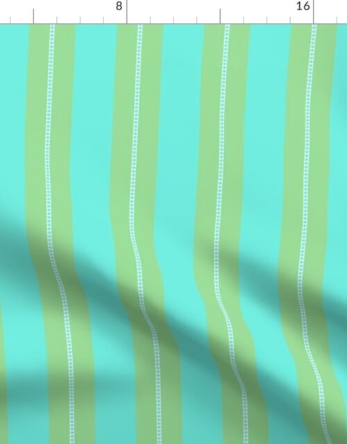 Mint and Seafoam Aqua Cabana Beach Bubble Stripes Fabric