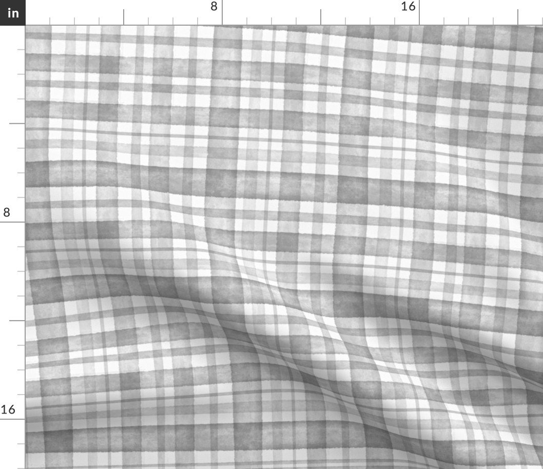 Misty Grey Watercolor Tartan Checked Plaid Fabric Misty Grey Watercolor Tartan Checked Plaid Fabric