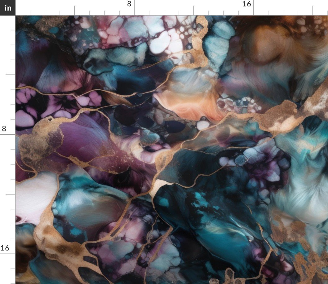 Moonstone and Gold Alcohol Ink 3 Fabric Moonstone and Gold Alcohol Ink 3 Fabric