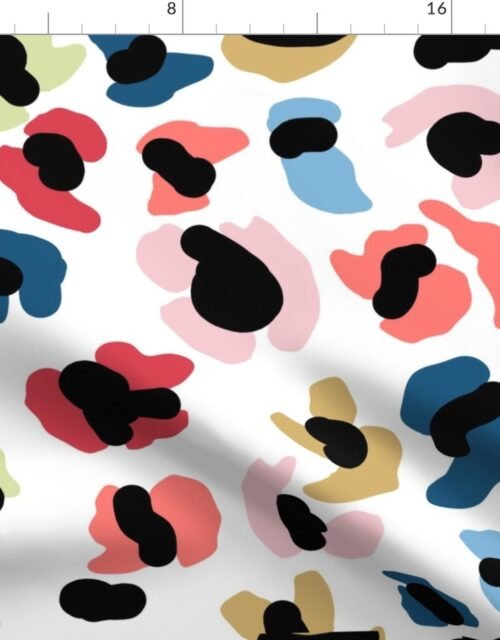Multi-Colored Jumbo Leopard Splodges on Black Fabric