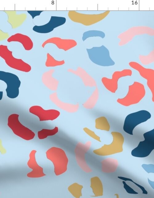 Multi-Colored Jumbo Leopard Splodges on Sky Blue Fabric