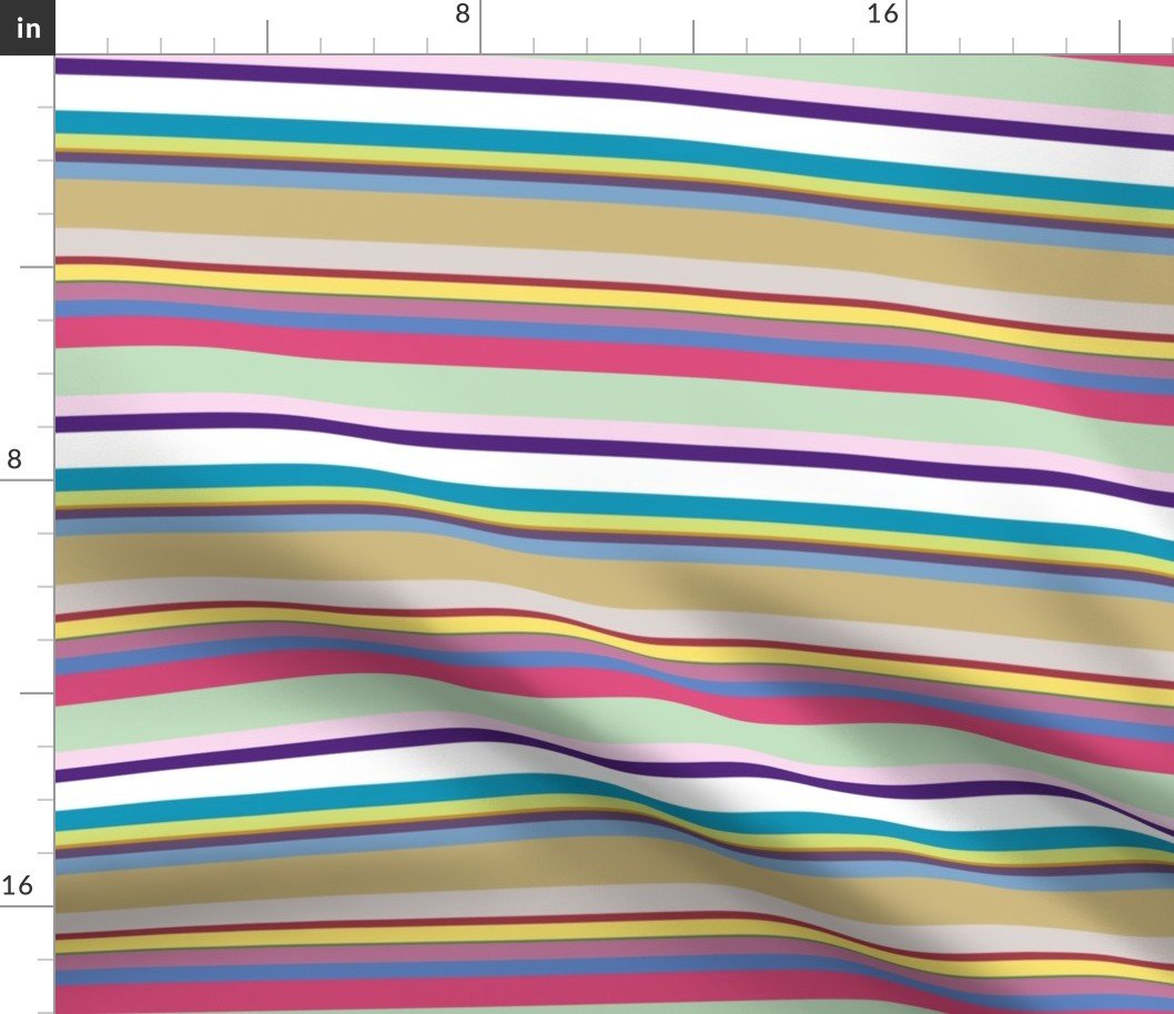 Multicolore Louis Frenchie Coordinate Candy Stripes Horizontal Print Fabric