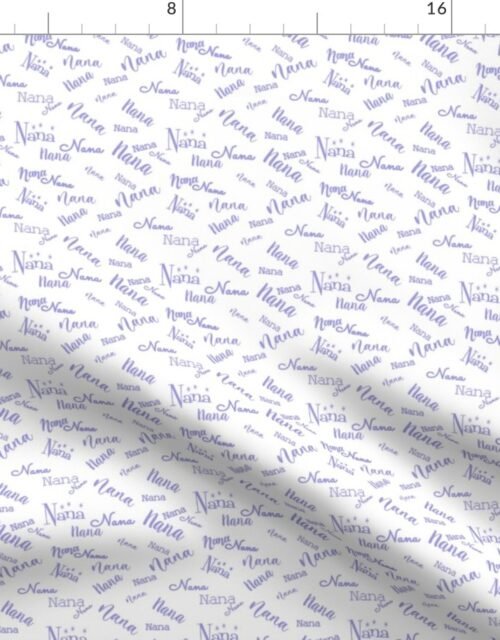 Nana Grandmother Granma Text in Lavender Violet Purple Script Fonts on White Fabric