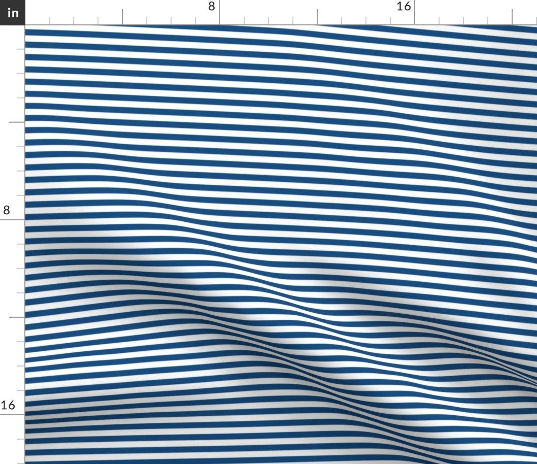 Narrow Horizontal ¼ inch Sailor stripes in Classic Blue and White Fabric Narrow Horizontal ¼ inch Sailor stripes in Classic Blue and White Fabric