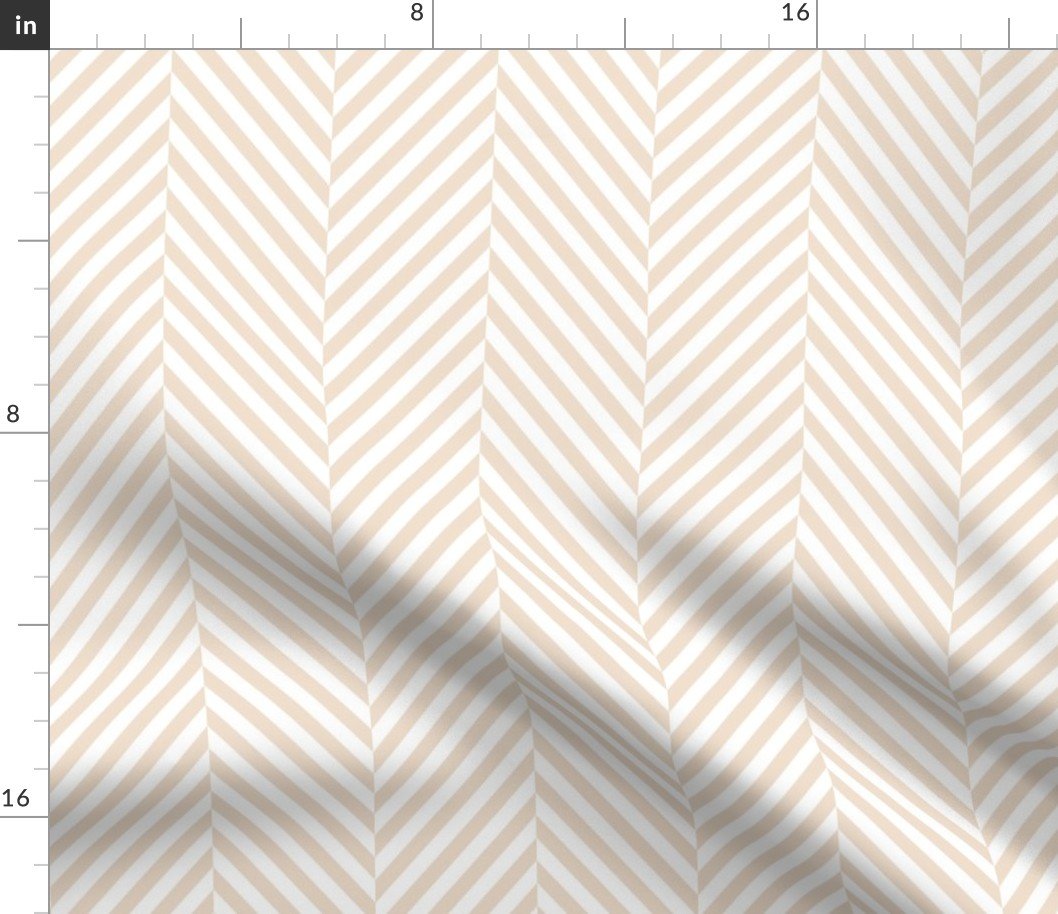 Natural and White Geometric Herringbone Pattern Fabric Natural and White Geometric Herringbone Pattern Fabric