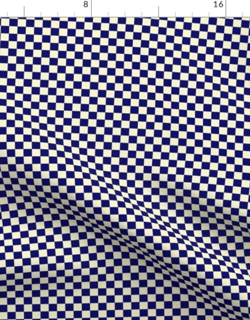 Navy Blue and Cream Checkerboard Squares Fabric