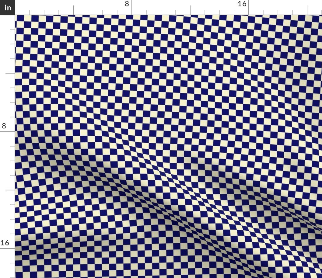 Navy Blue and Cream Checkerboard Squares Fabric Navy Blue and Cream Checkerboard Squares Fabric