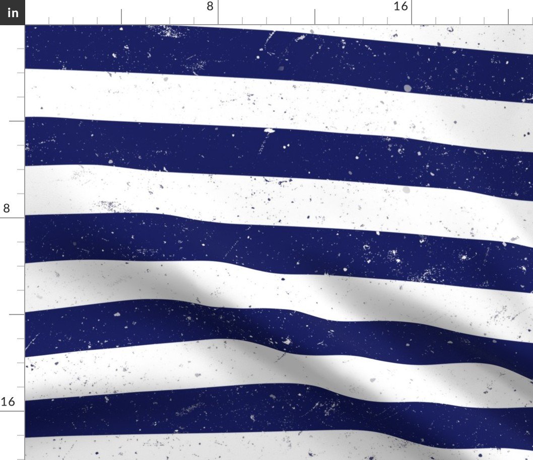 Navy Blue and White Splattered Paint Horizontal Cabana Tent Stripe Fabric Navy Blue and White Splattered Paint Horizontal Cabana Tent Stripe Fabric