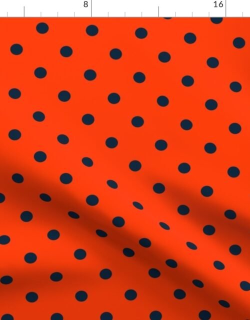 Navy and Orange Polka Dots Fabric