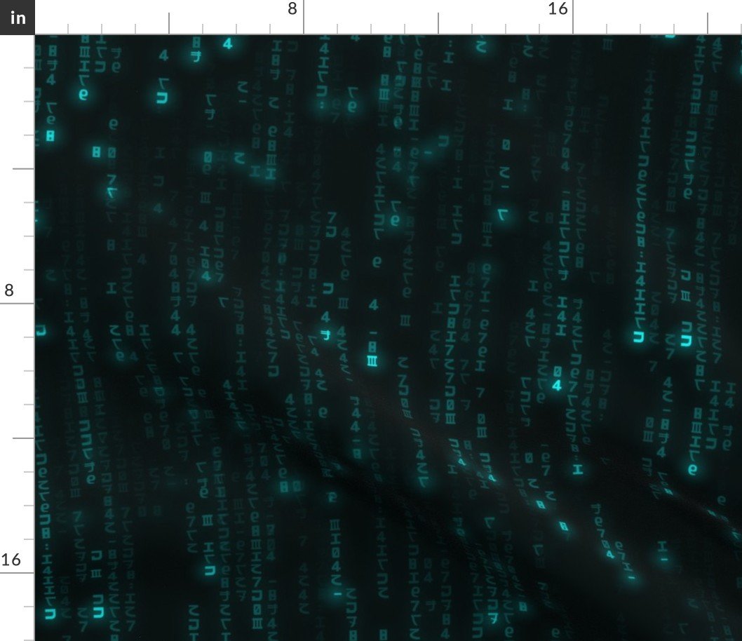 Neon Aqua Digital Rain Computer Code Fabric Neon Aqua Digital Rain Computer Code Fabric