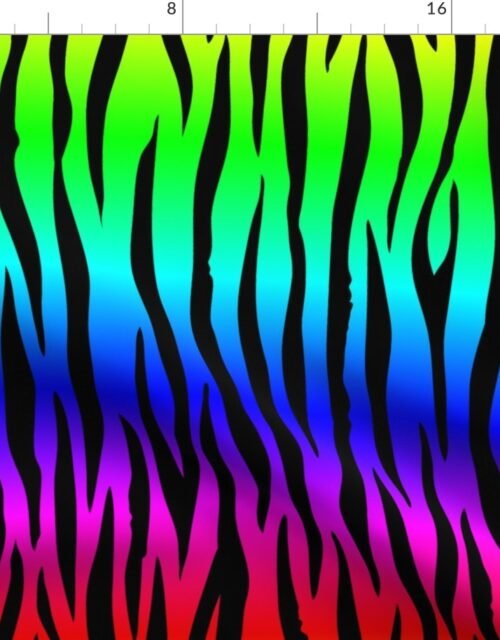 Neon Rainbow Zebra Stripes Animal Print Fabric