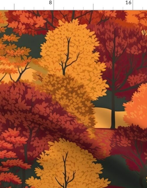 New England Endless Forest Fall Trees Fabric
