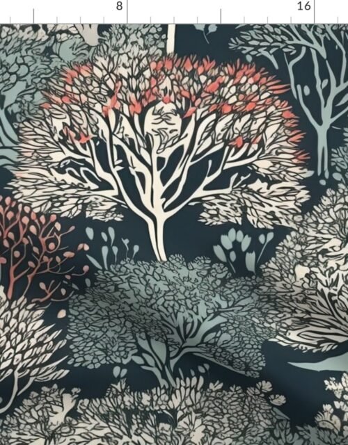 New England Endless Forest Trees Winter Fabric