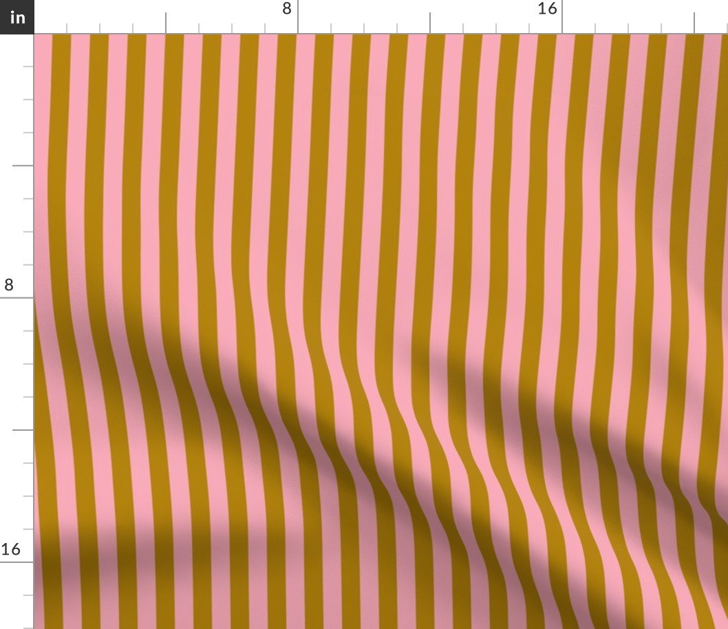 Ochre and Pink 1 /2 Inch Vertical Cabana Stripes Fabric Ochre and Pink 1 /2 Inch Vertical Cabana Stripes Fabric