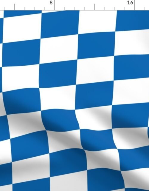 Oktoberfest Bavarian Beer House Blue and White Large Diagonal Diamond Pattern Fabric