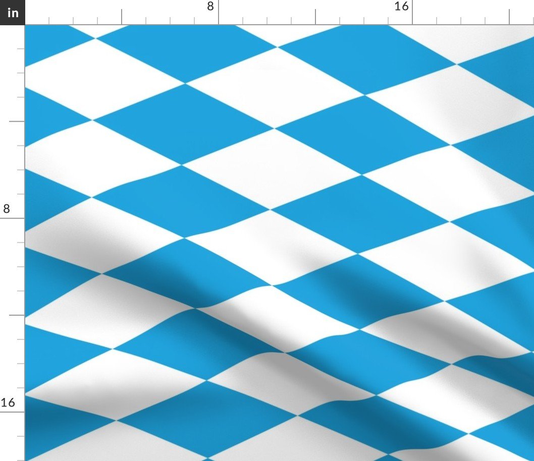 Oktoberfest Bavarian Blue and White Large Diagonal Diamond Pattern Side to Side Fabric Oktoberfest Bavarian Blue and White Large Diagonal Diamond Pattern Side to Side Fabric