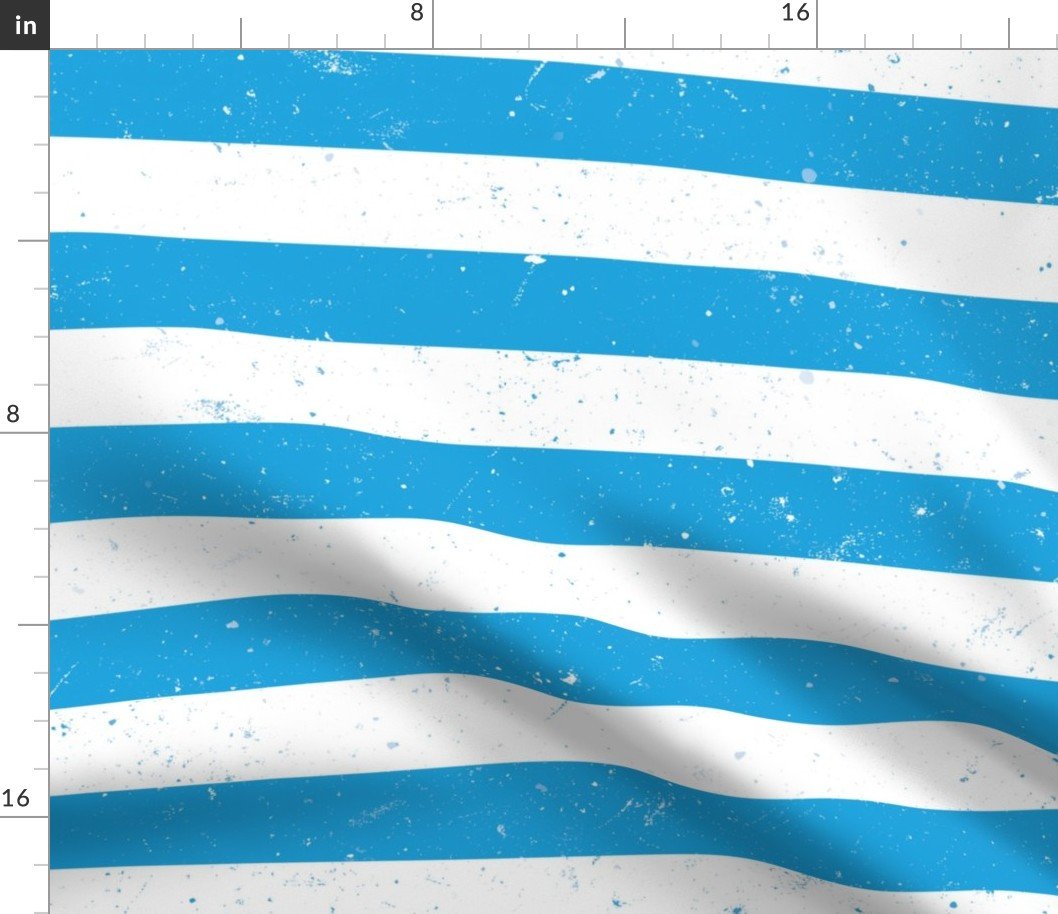 Oktoberfest Bavarian Blue and White Splattered Paint Horizontal Cabana Tent Stripe Fabric