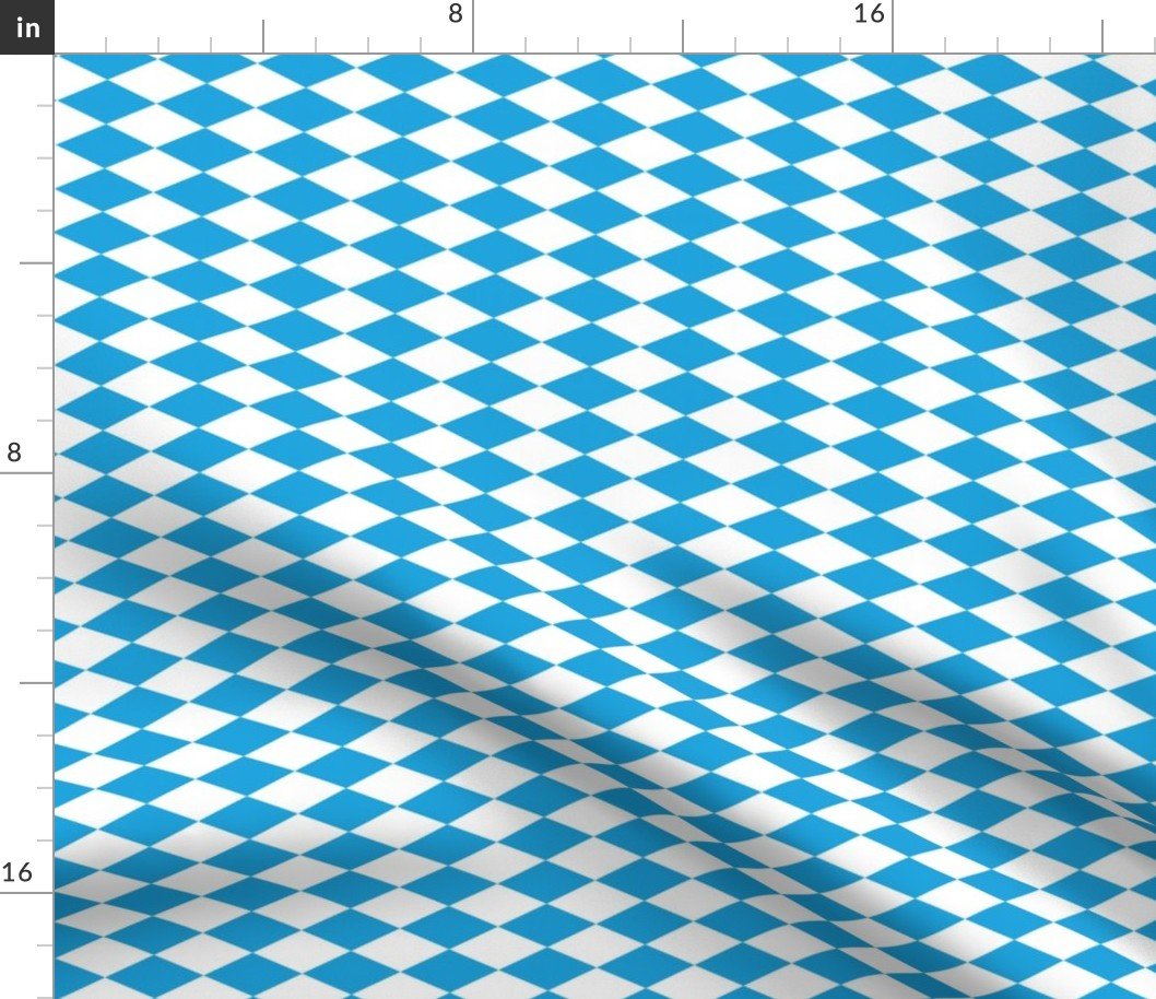 Oktoberfest German October Beer Festival Bavarian Blue and White Rotated Diagonal Diamond Beer House Tablecloth Pattern Fabric