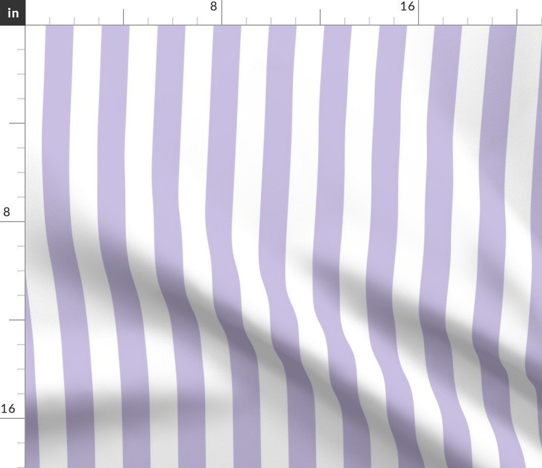 One Inch Beach Hut Stripes in Springtime Lavender and White Fabric One Inch Beach Hut Stripes in Springtime Lavender and White Fabric