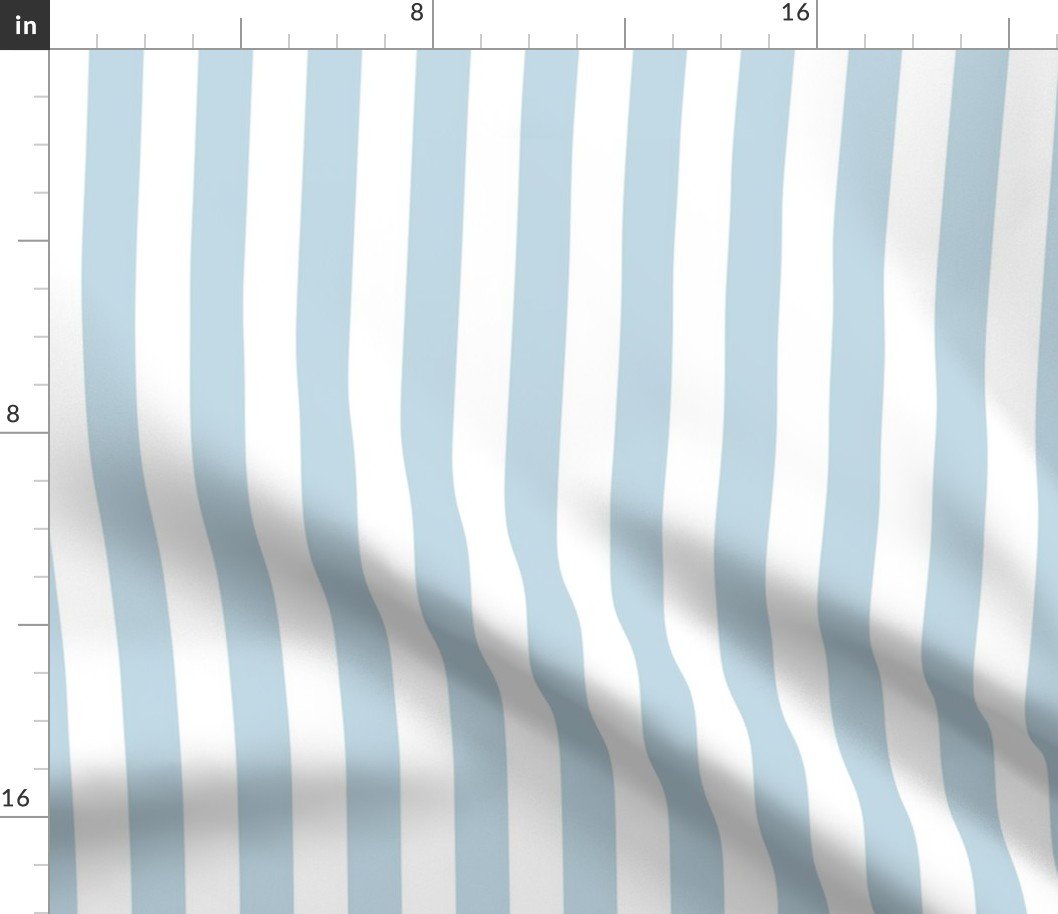 One Inch Beach Hut Stripes in Springtime Sky Blue and White Fabric One Inch Beach Hut Stripes in Springtime Sky Blue and White Fabric
