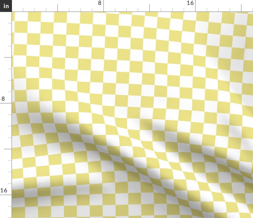 One Inch Checks in Springtime Forsythia Yellow and White Fabric One Inch Checks in Springtime Forsythia Yellow and White Fabric
