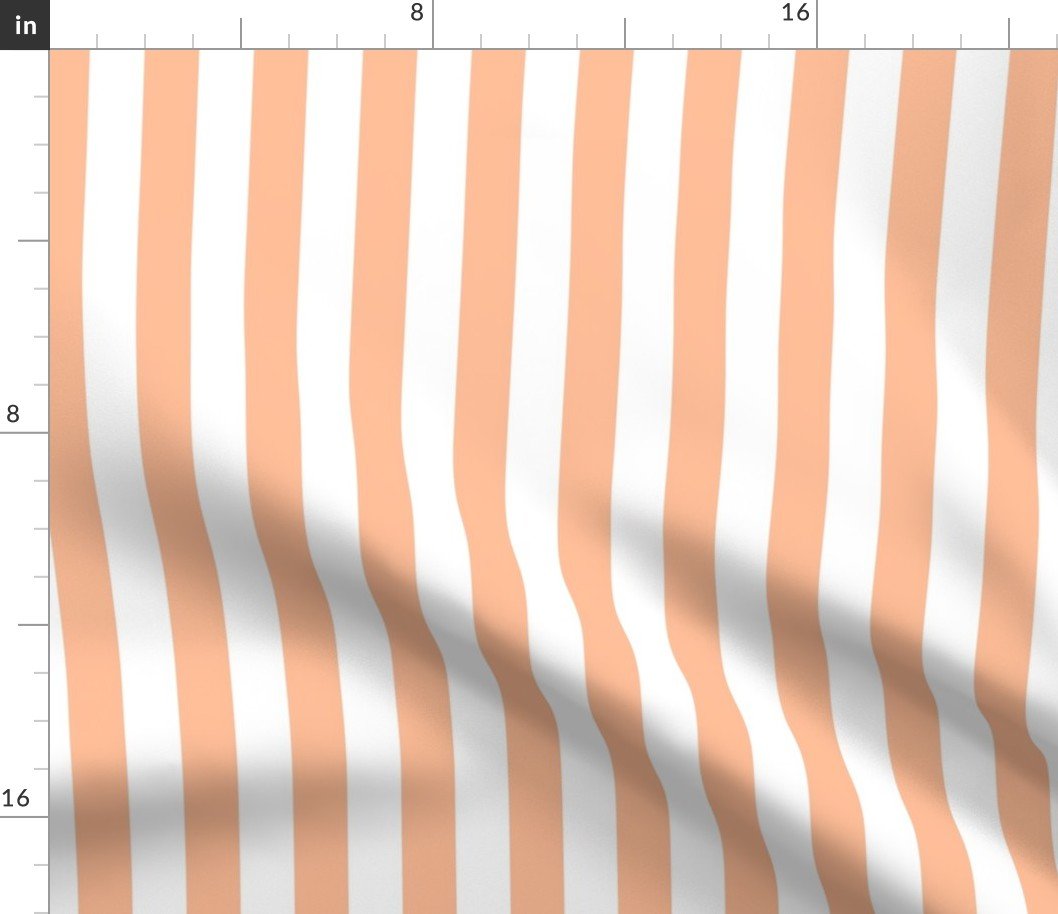 One Inch Stripe in Peach Fuzz Color of the Year 2024 and White Fabric One Inch Stripe in Peach Fuzz Color of the Year 2024 and White Fabric