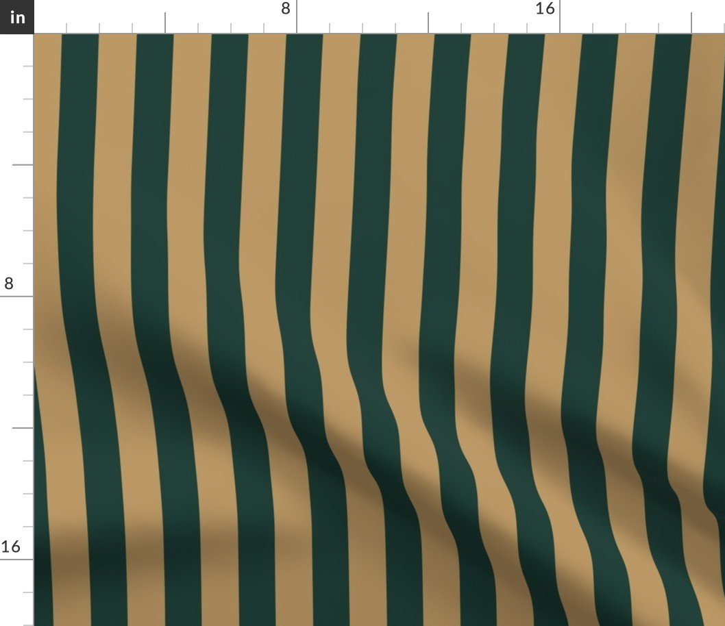 One Inch Vertical Gold and Green AD School Colors Stripes Fabric One Inch Vertical Gold and Green AD School Colors Stripes Fabric