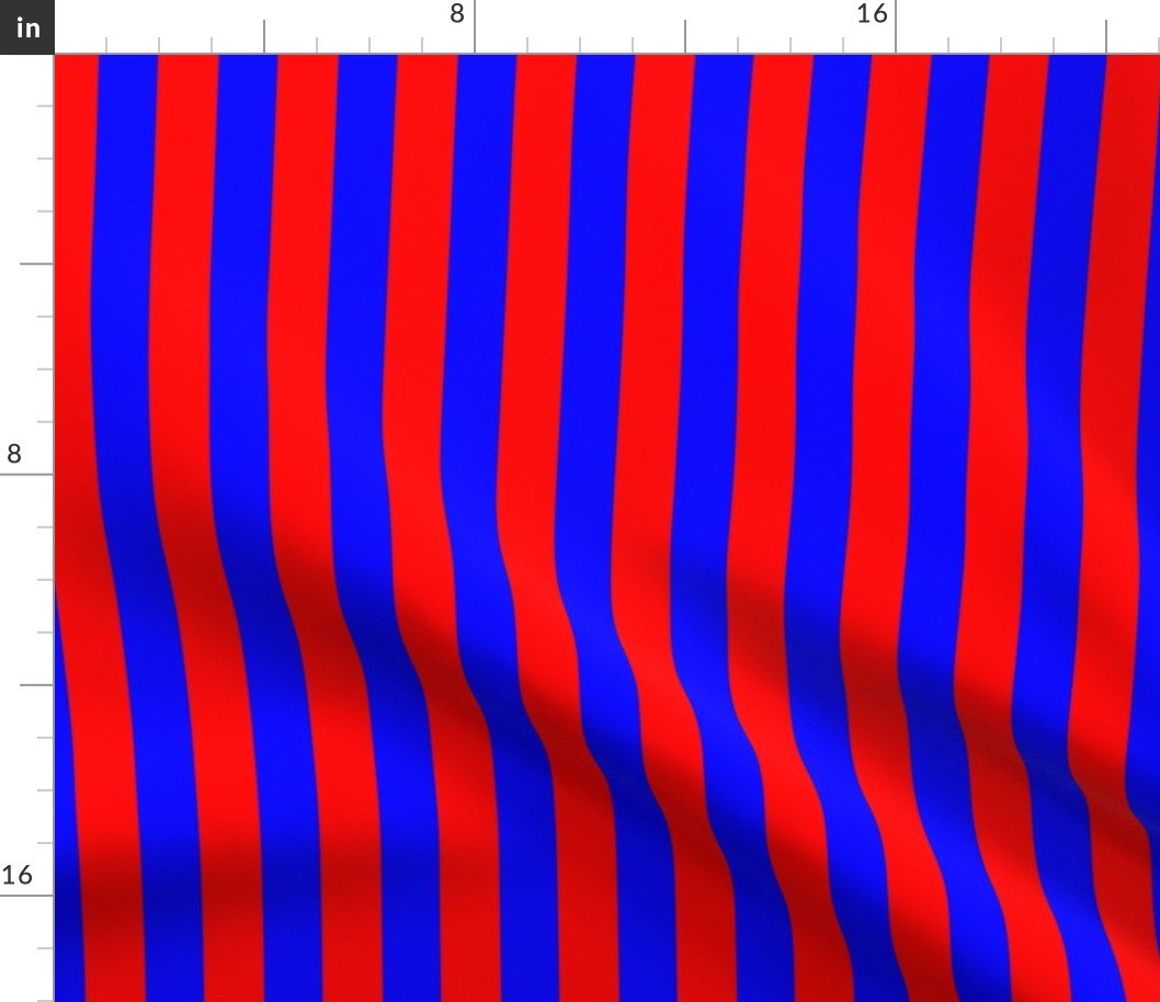 One Inch Vertical Red and Blue School Colors Stripes Fabric