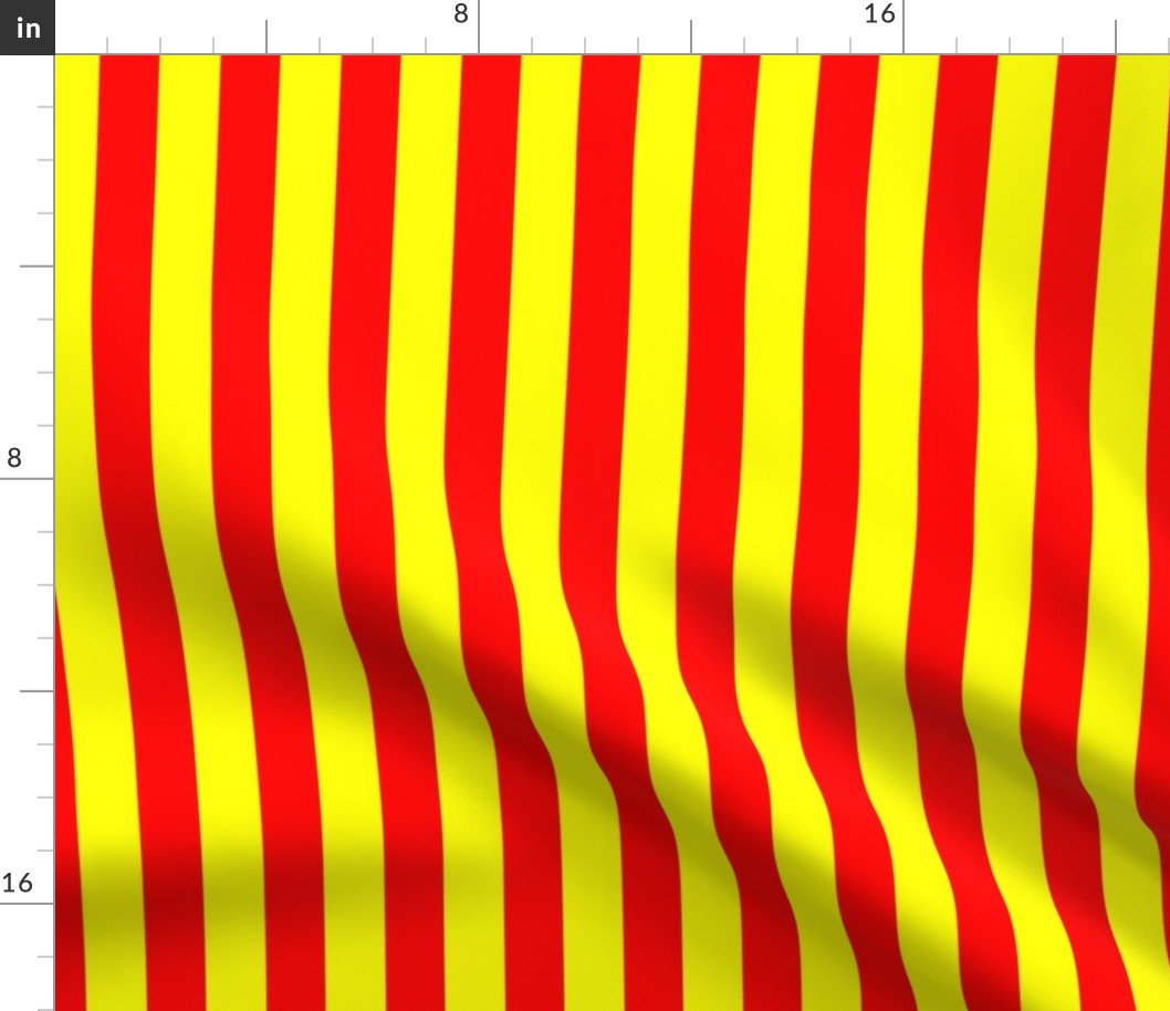 One Inch Vertical Red and Yellow School Colors Stripes Fabric One Inch Vertical Red and Yellow School Colors Stripes Fabric