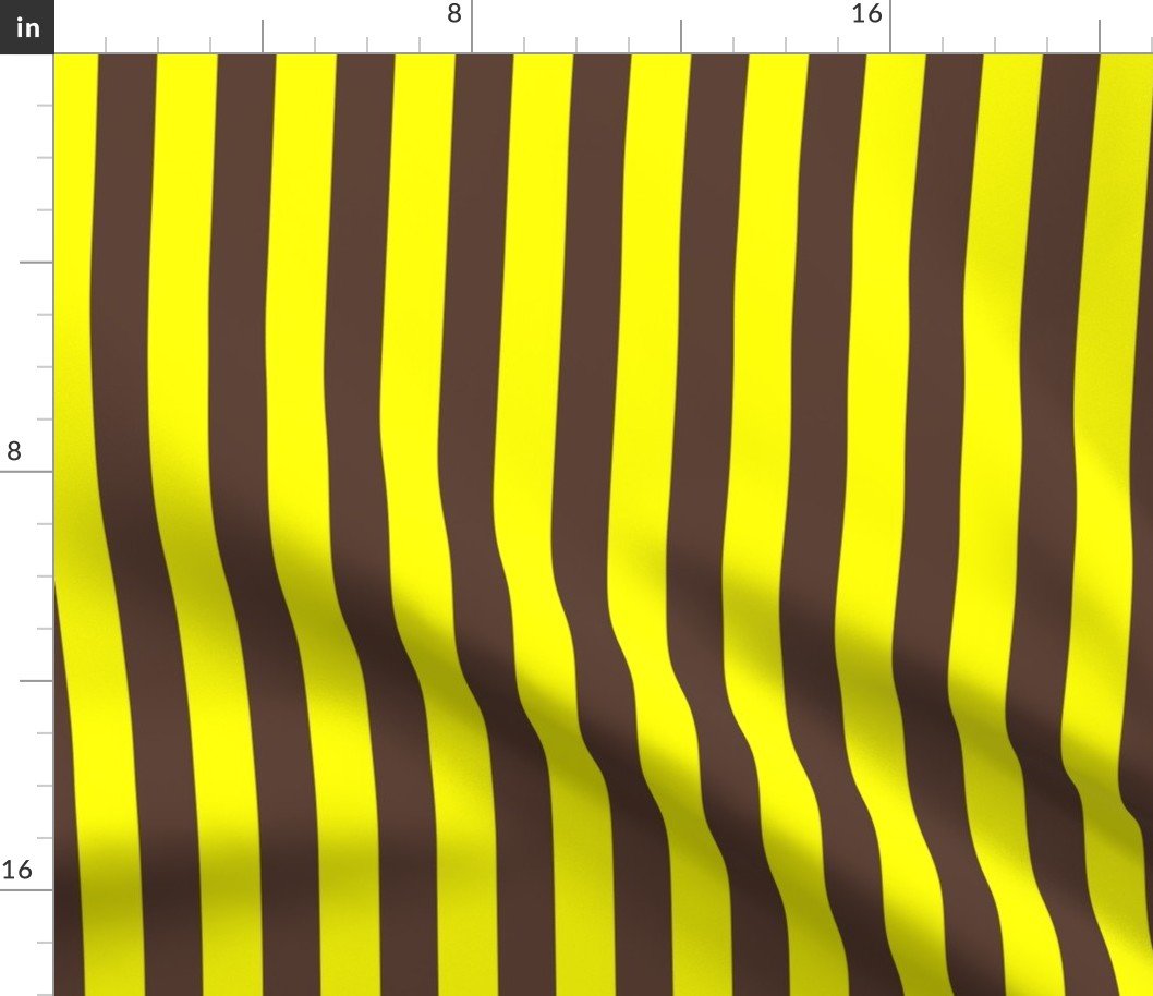 One Inch Vertical Yellow and Brown School Colors Stripes Fabric One Inch Vertical Yellow and Brown School Colors Stripes Fabric