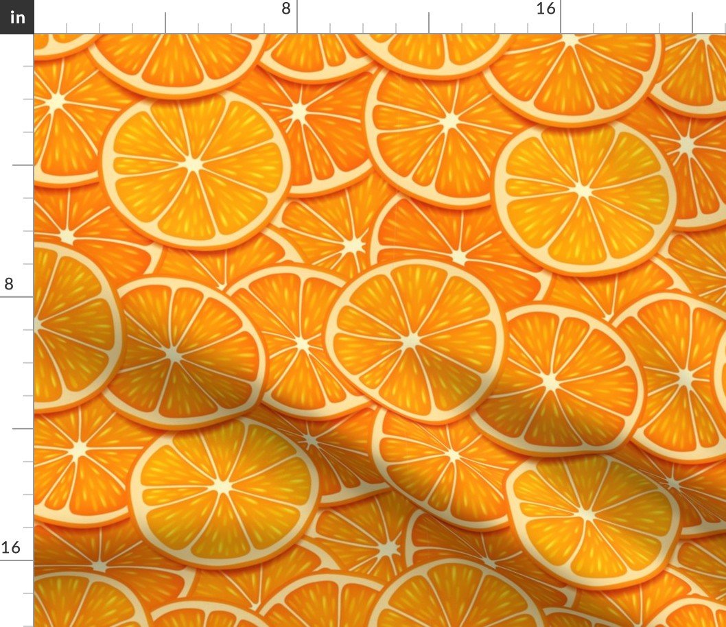 Orange Citrus 5 inch Fruit Slices in a Zesty Repeat Pattern Fabric