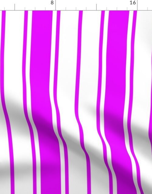 Orlando Orchid and White Vertical French Stripe Fabric