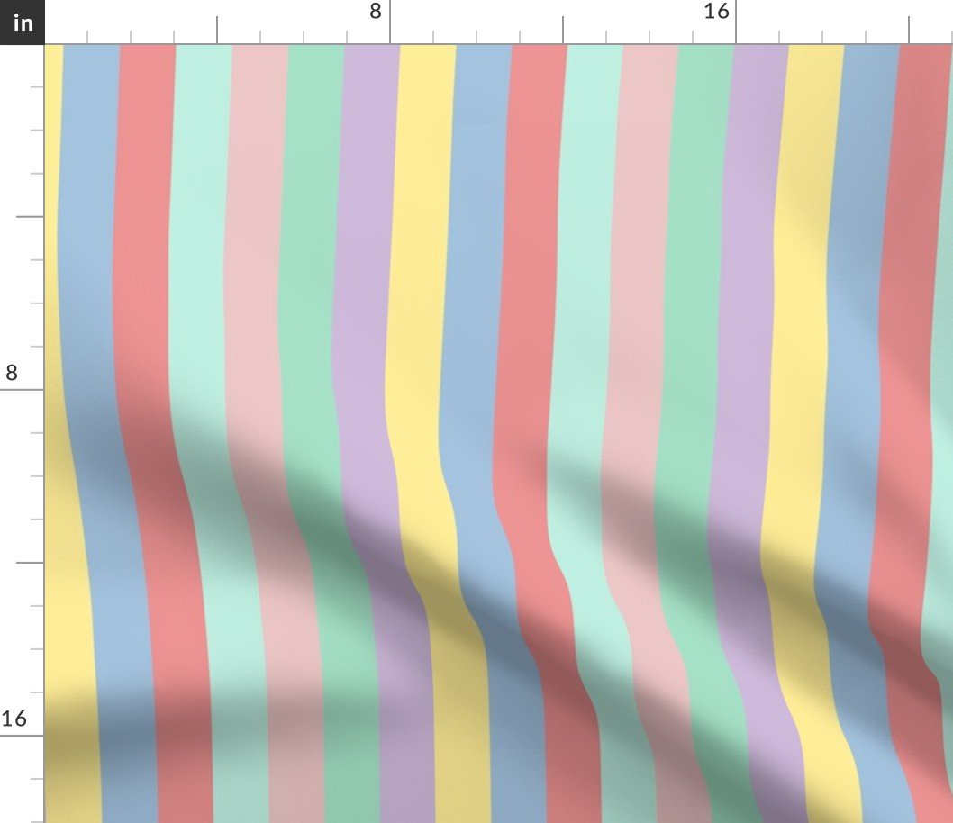 Pastel Easter Rainbow Vertical Stripes 1 inch Wide Fabric Pastel Easter Rainbow Vertical Stripes 1 inch Wide Fabric