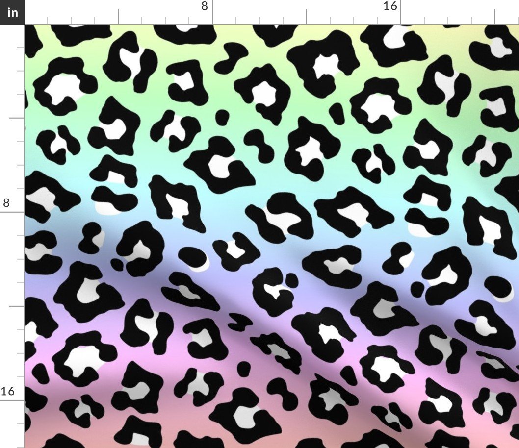 Pastel Ombre Rainbow Leopard Spots Fabric Pastel Ombre Rainbow Leopard Spots Fabric