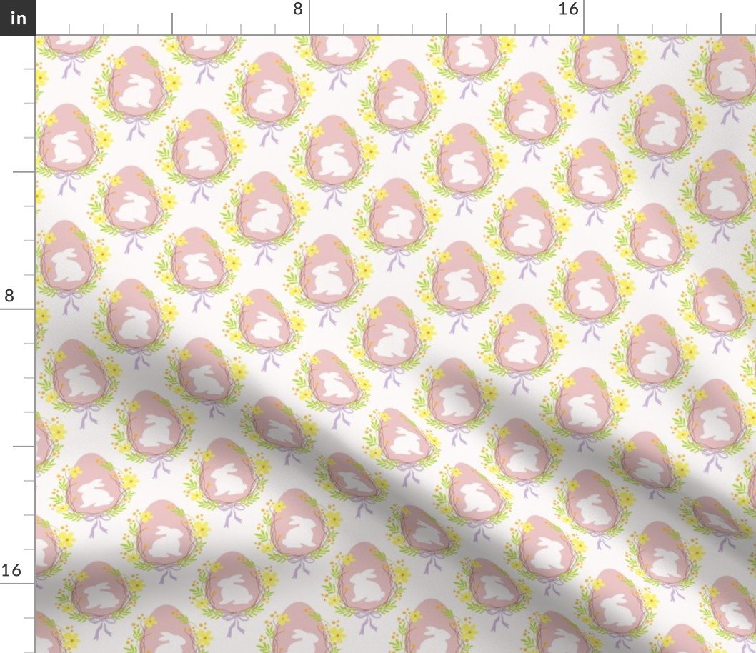 Pastel Pink Easter Bunny Eggs with Spring Flowers Fabric Pastel Pink Easter Bunny Eggs with Spring Flowers Fabric