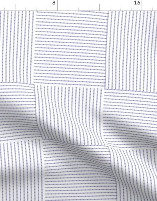 Patchwork Quilt Squares in Shades of Periwinkle Blue Seersucker-look Stripes Fabric