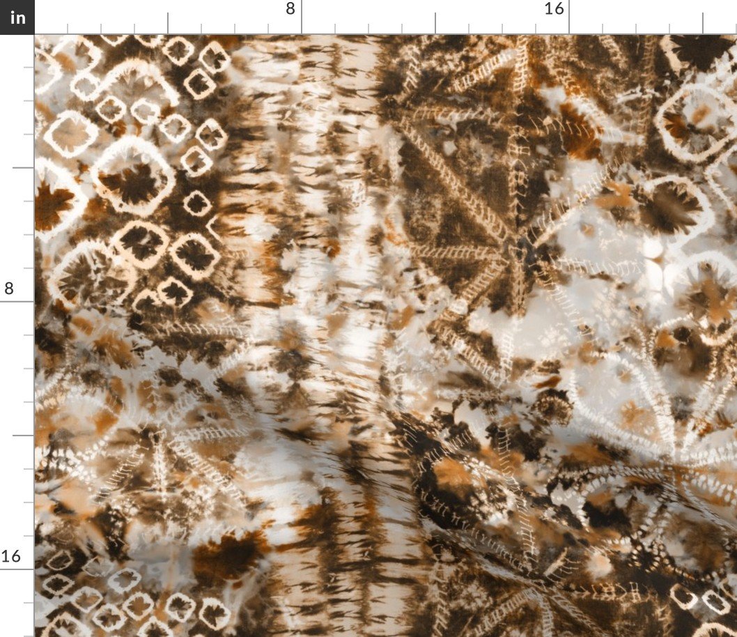 Peach and Brown Summer Tie Dye Batik Wax Tie Die Print Fabric Peach and Brown Summer Tie Dye Batik Wax Tie Die Print Fabric