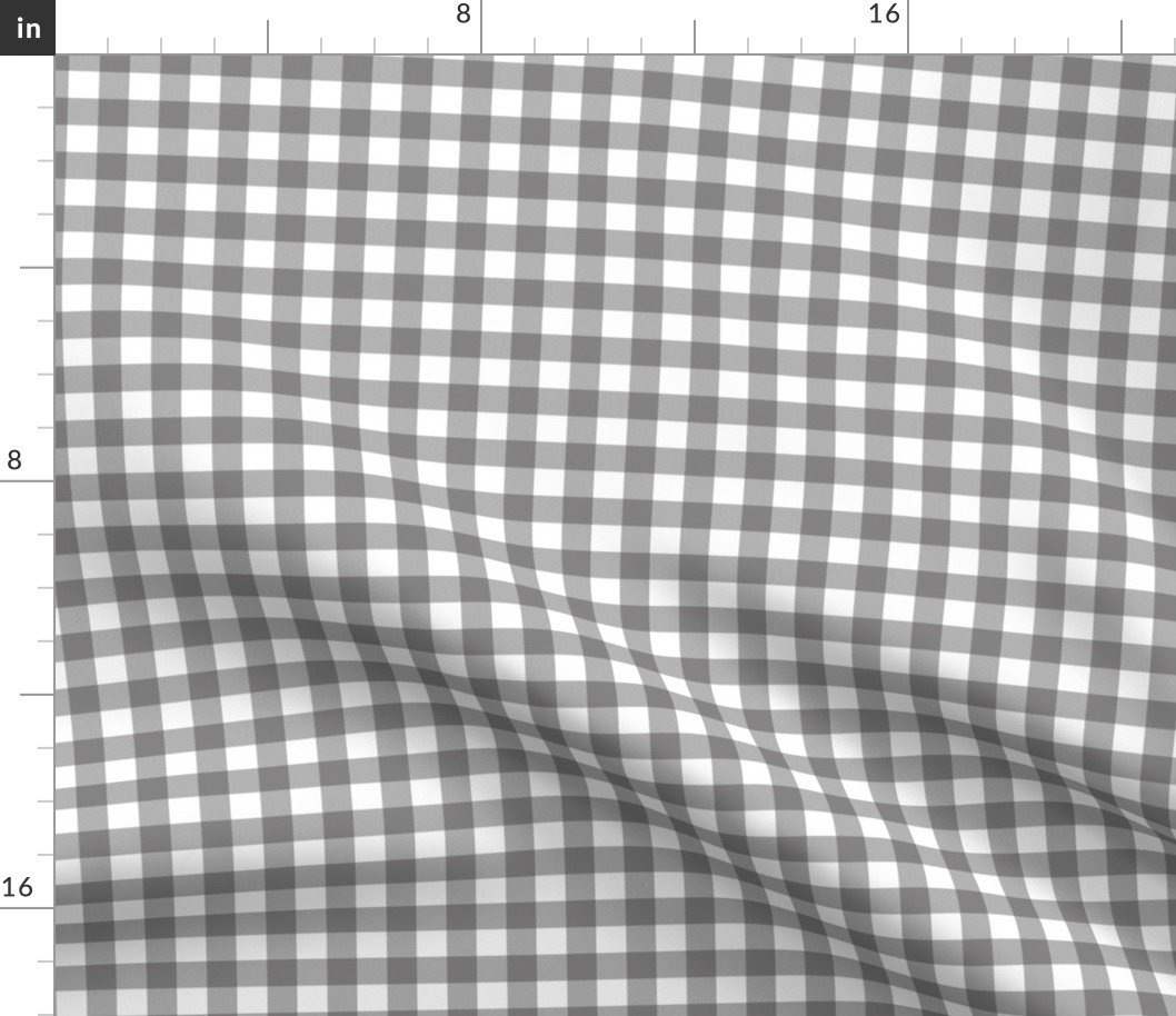 Pewter Color Classic Small Half Inch Gingham Check Tartan Plaid Fabric