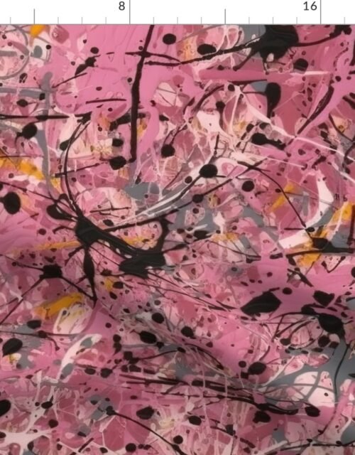 Pink Drip Paint Splatter Technique Fabric