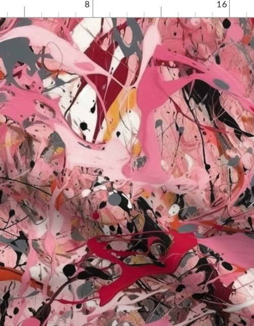 Pink Drip Paint Splatter Technique Fabric