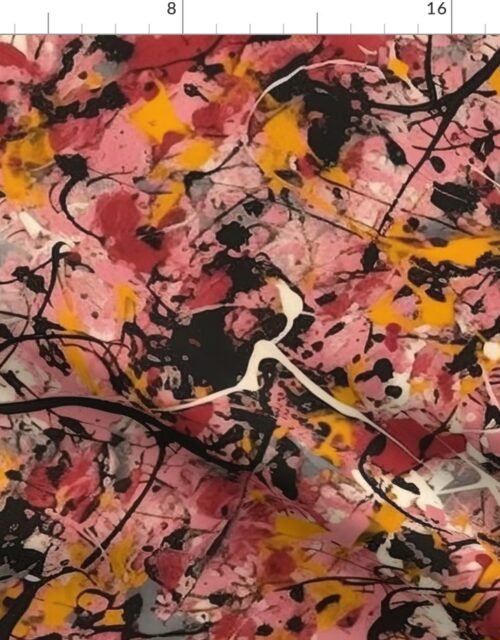 Pink Drip Paint Splatter Technique Fabric