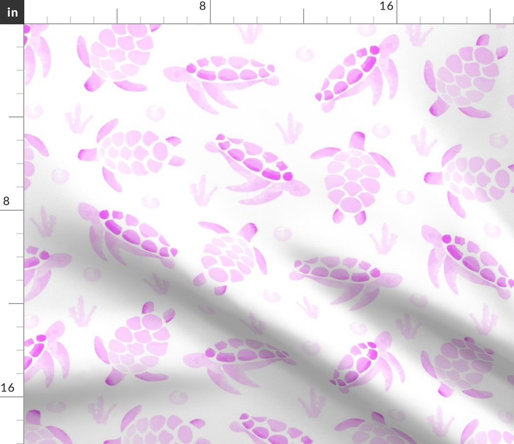 Pink Ombre Watercolor Sea Turtle Print Fabric Pink Ombre Watercolor Sea Turtle Print Fabric