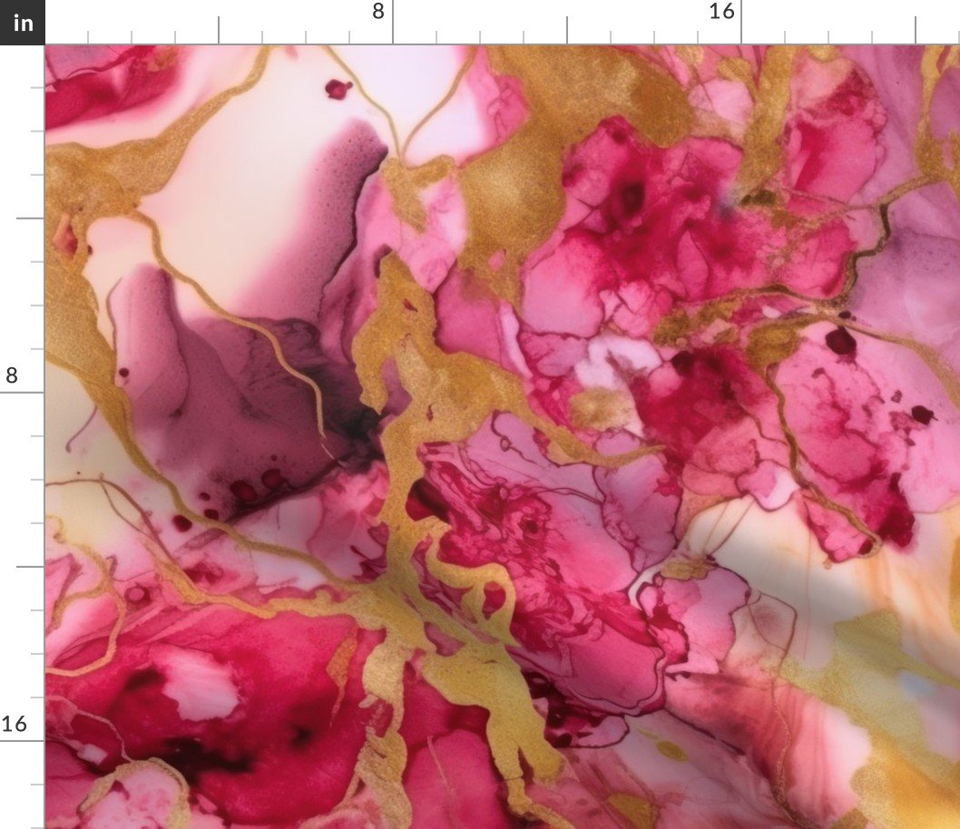 Pink and Gold Alcohol Ink 3 Fabric Pink and Gold Alcohol Ink 3 Fabric