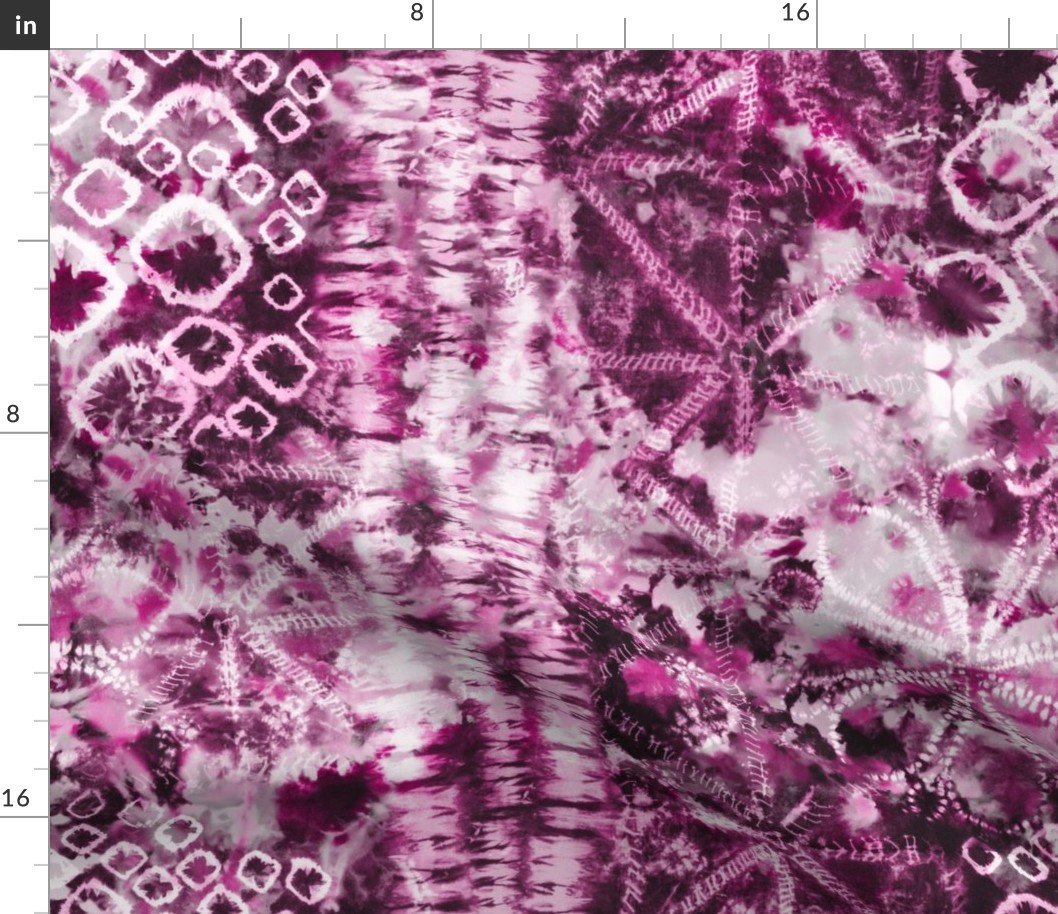Pink and Ruby Summer Tie Dye Batik Wax Tie Die Print Fabric