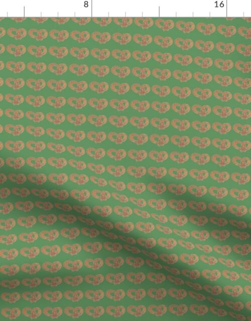 Pretzels Bretzen with Salt Pattern on Loden Green Hand Painted Watercolor Fabric