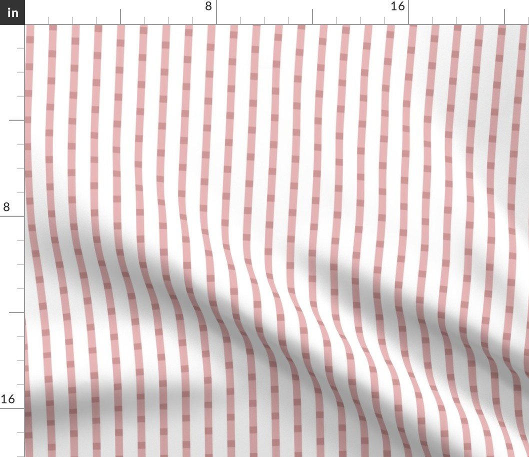 Puckered Seersucker-look White Pin Stripes in Shades of Pink Clay Fabric Puckered Seersucker-look White Pin Stripes in Shades of Pink Clay Fabric