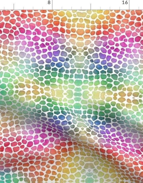 Rainbow Bright Pastel Mosaic Watercolor Spots in Mirror Repeat Fabric