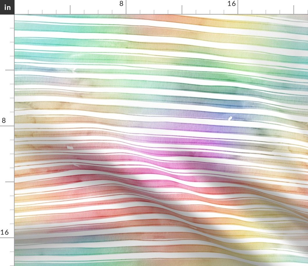 Rainbow Bright Pastel Watercolor Stripes and Lines Fabric Rainbow Bright Pastel Watercolor Stripes and Lines Fabric