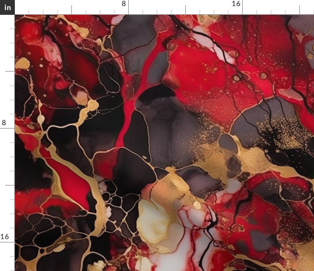 Red Black and Gold Alcohol Ink 3 Fabric Red Black and Gold Alcohol Ink 3 Fabric